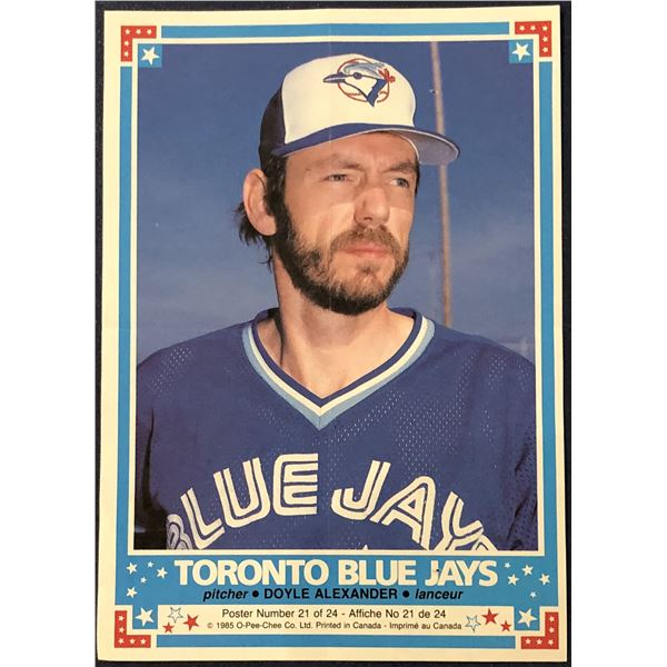 1985 O-PEE-CHEE BASEBALL INSERT POSTER - DOYLE ALEXANDER