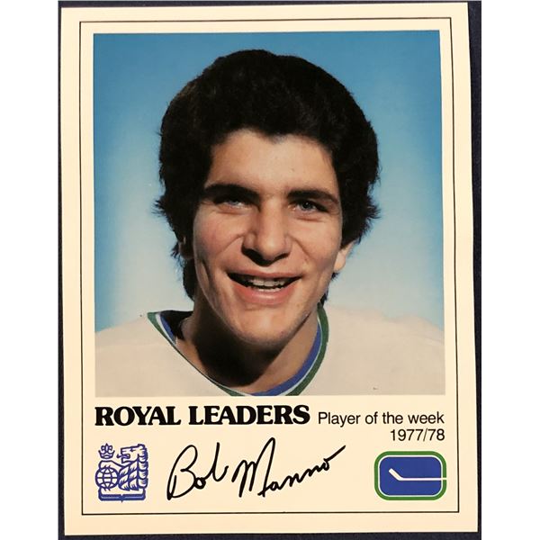 1977-78 RBC VANCOUVER CANUCKS - BOB MANNO