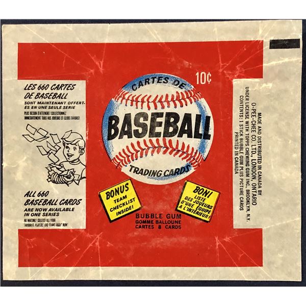 1974 O-PEE-CHEE BASEBALL WRAPPER