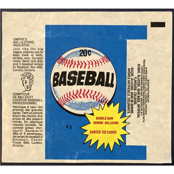 1980 O-PEE-CHEE BASEBALL WRAPPER