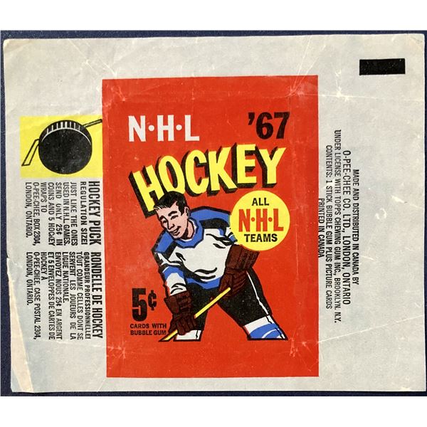 1966-67 O-PEE-CHEE NHL HOCKEY WRAPPER - BOBBY ORR ROOKIE YEAR