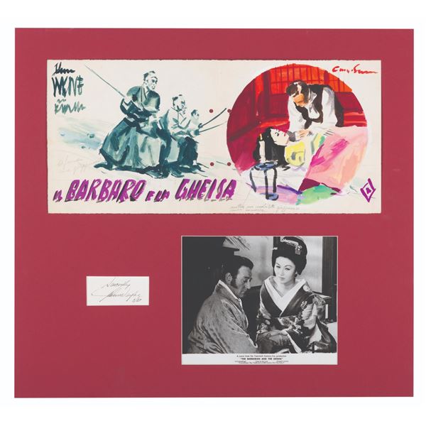 John Wayne Signature Display with "Barbarian & the Geisha" Art & Photo.