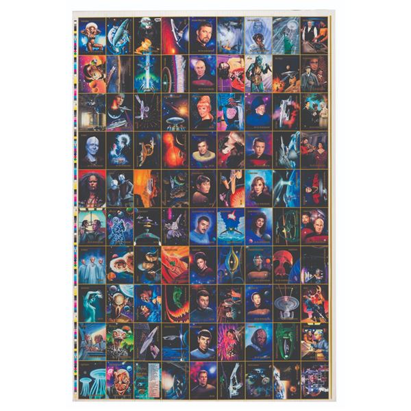 An Uncut Sheet of Skybox Master Series Star Trek Cards.