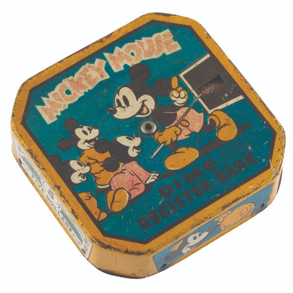 A Mickey Mouse Dime Register Bank.