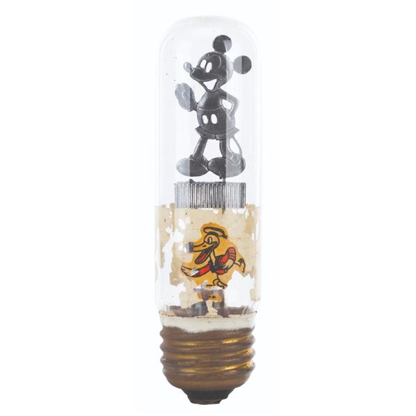 An Early Mickey Mouse Filament Light Bulb.