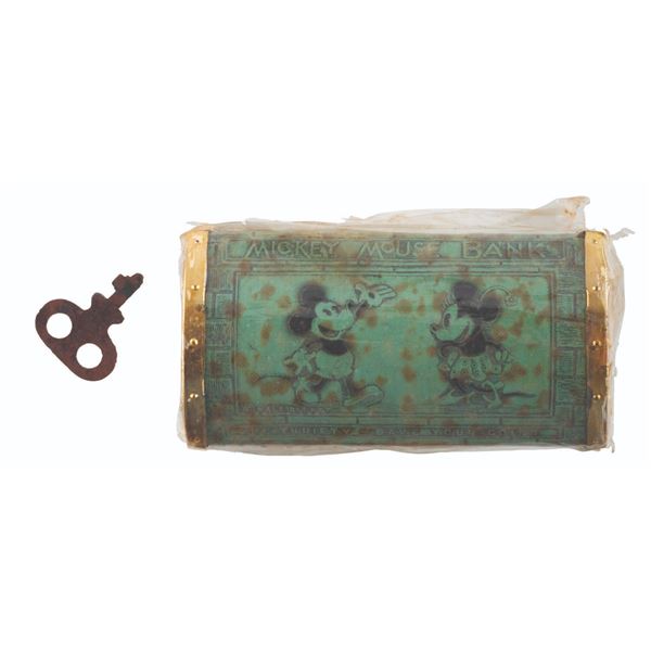 A Mickey Mouse Zell Chest Bank with Box.