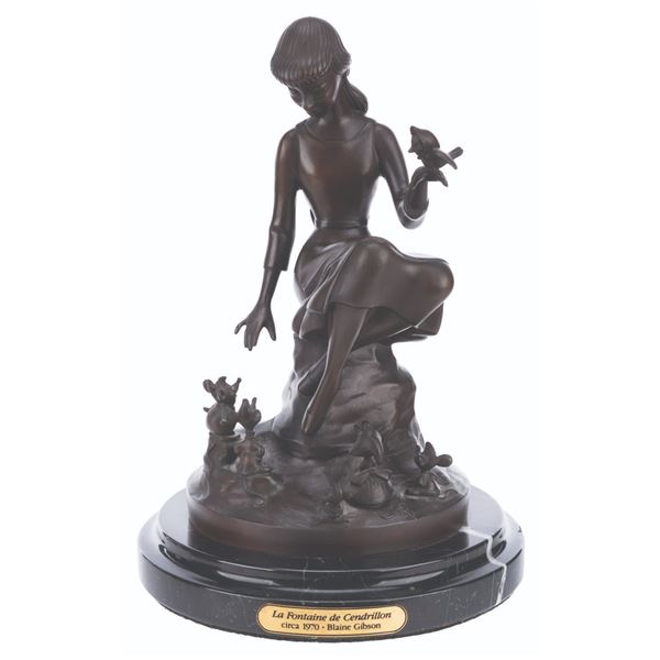 A Cinderella Fountain Bronze Statue.