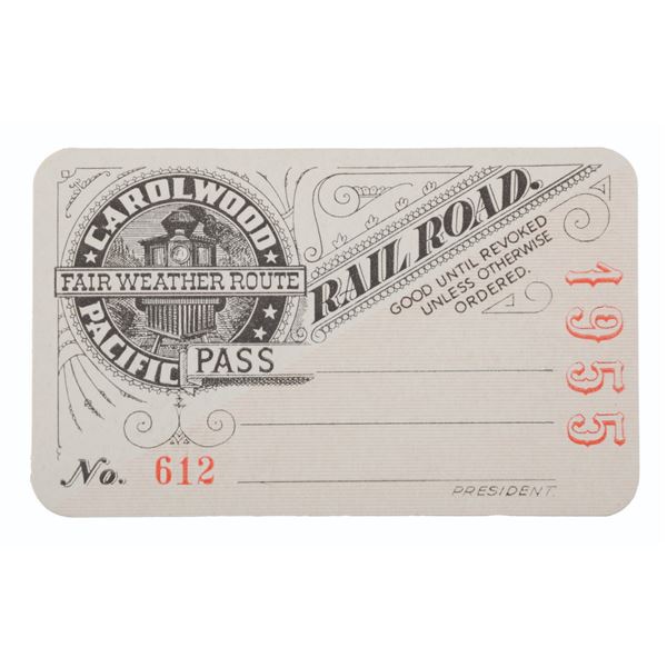 A 1955 Carolwood Pacific Railroad Pass.
