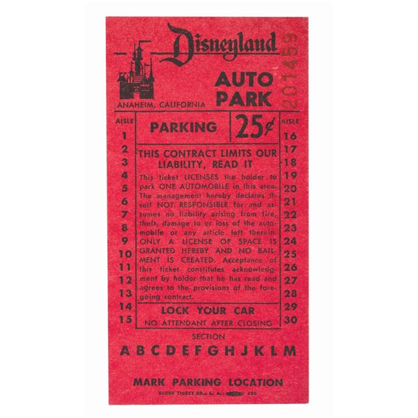 A Disneyland Auto Park Ticket.