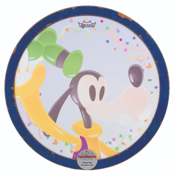 A "Celebrate! A Street Party" Parade Goofy Drum Head.
