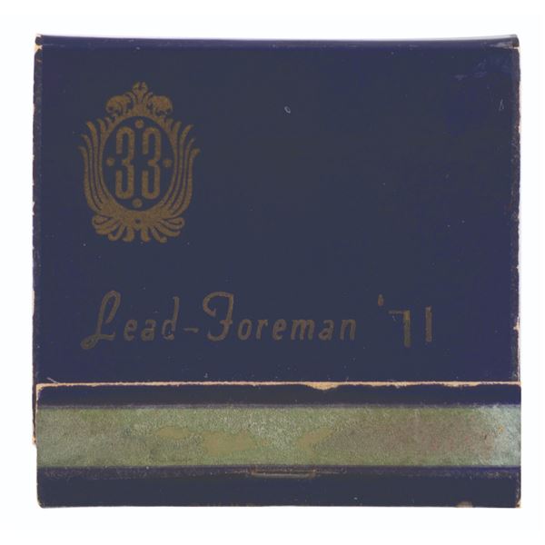 A 1971 Club 33 Lead Foreman Matchbook.