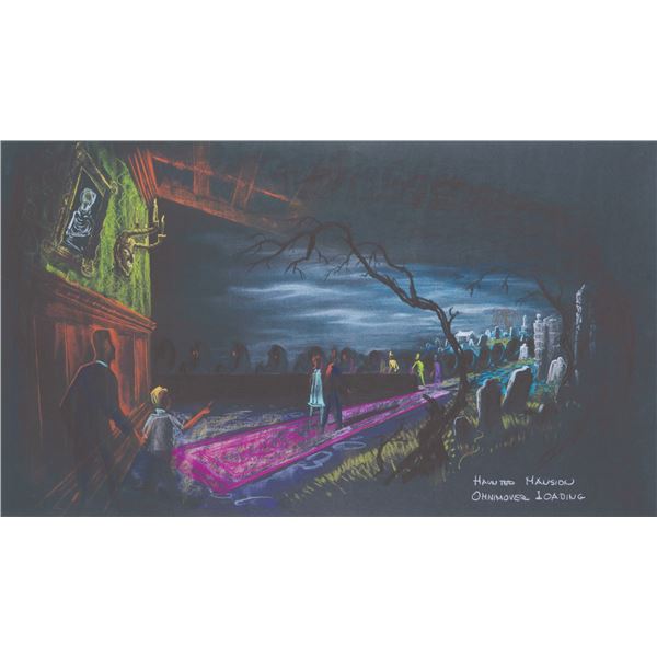 A Haunted Mansion Omnimover Loading Concept Art Print.