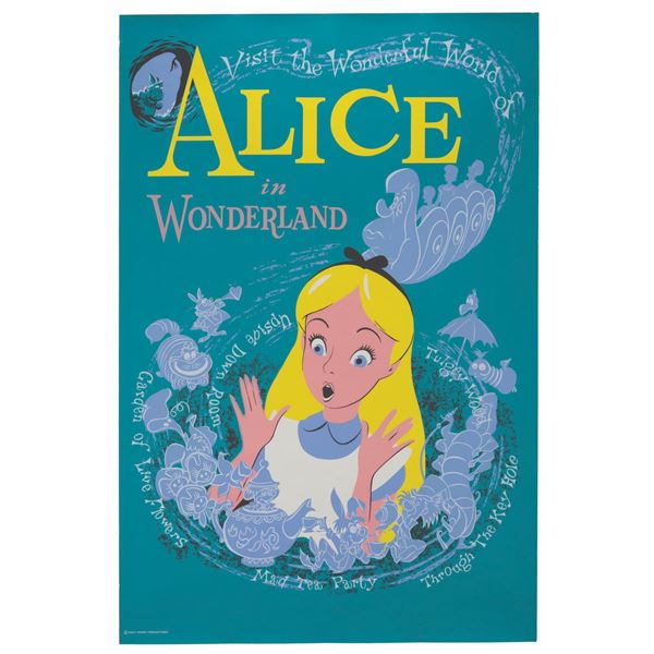 An Alice in Wonderland Fantasyland Attraction Poster.