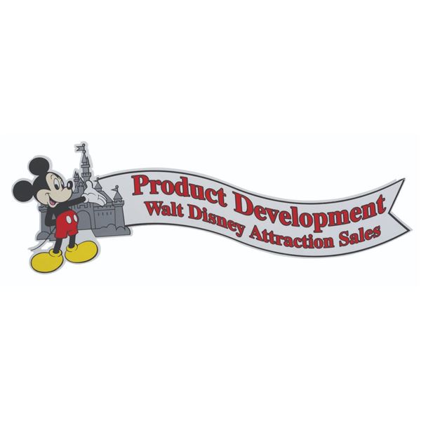 A Walt Disney Attraction Sales Product Development Sign.