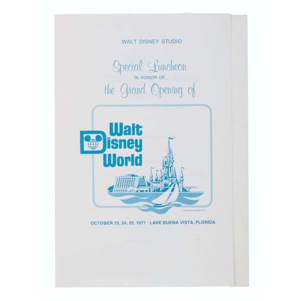 A Walt Disney World Pre-Grand Opening Lunch Invitation.