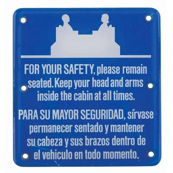 A Tomorrowland Transit Authority Safety Sign.