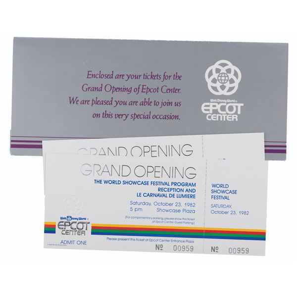 A Pair of EPCOT World Showcase Grand Opening Tickets.