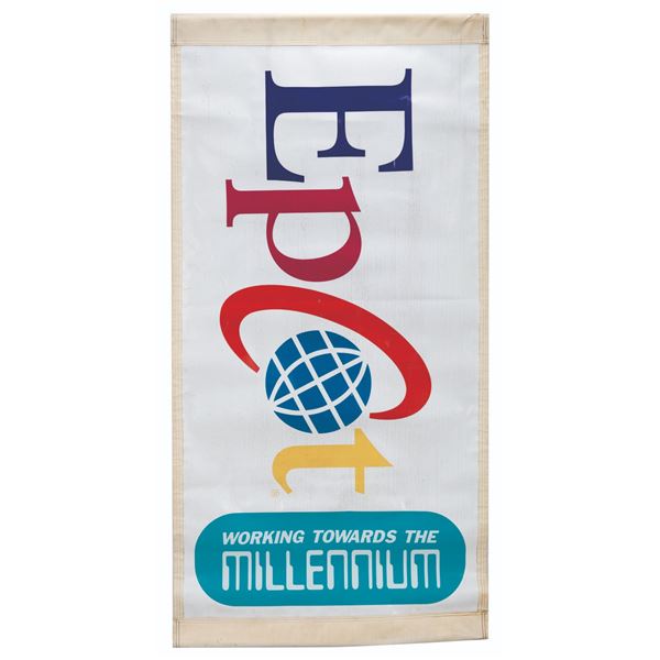 An Epcot Working Towards the Millennium Two-Sided Banner.