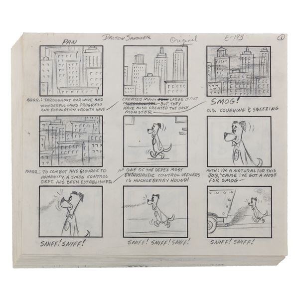 Unproduced Dalton Sandifer Huckleberry Hound Storyboards.