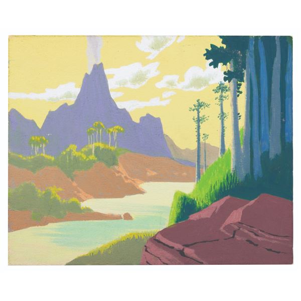 A Hanna Barbera "Valley of the Dinosaurs" Background Concept Painting.