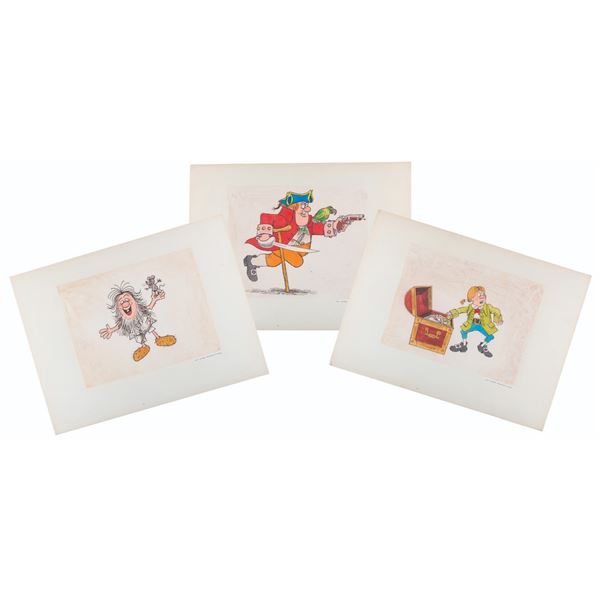A Trio of Jay Ward Productions Pirate Series Drawings.