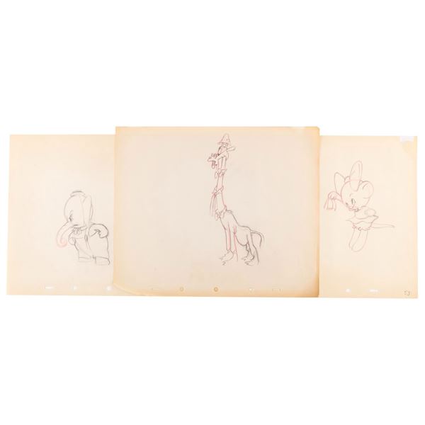 Three Original Production Drawings from "Elmer Elephant."
