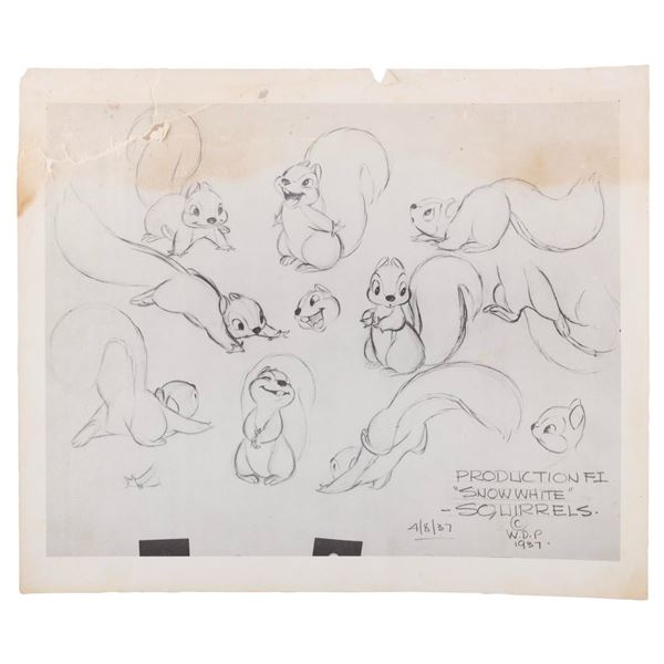 A "Snow White and the Seven Dwarfs" Squirrels Model Sheet.