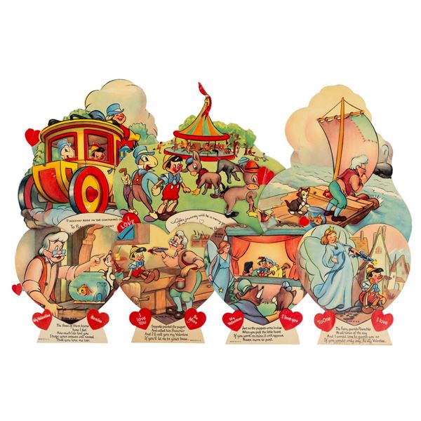 A Collection of "Pinocchio" Valentines Day Cards.