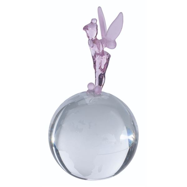 A Pink Tinker Bell on Globe Crystal Figurine.