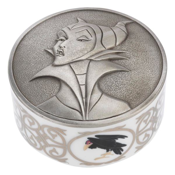 A Pewter and Bone China Maleficent Trinket Box.