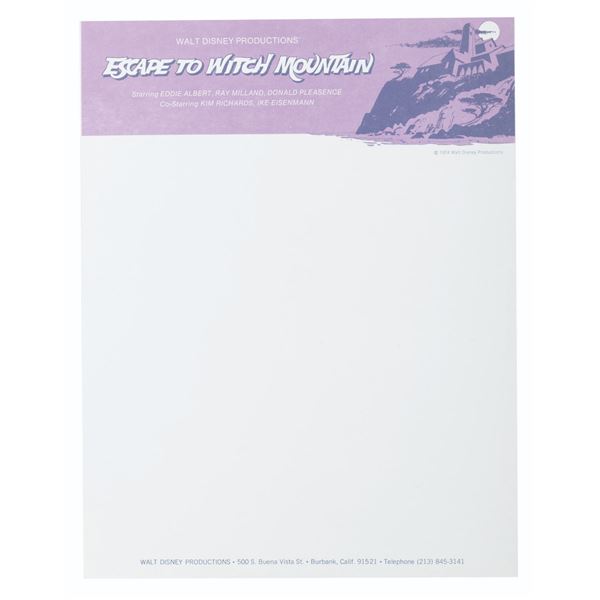 A Sheet of "Escape to Witch Mountain" Stationery.