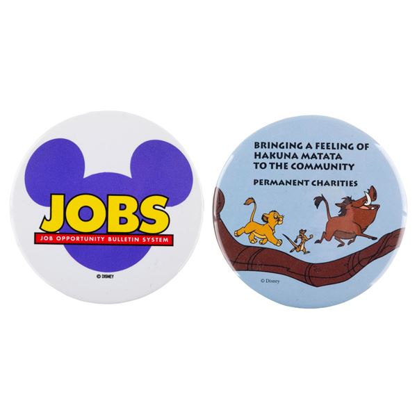 A Pair of Walt Disney Studio Employee Services Buttons.
