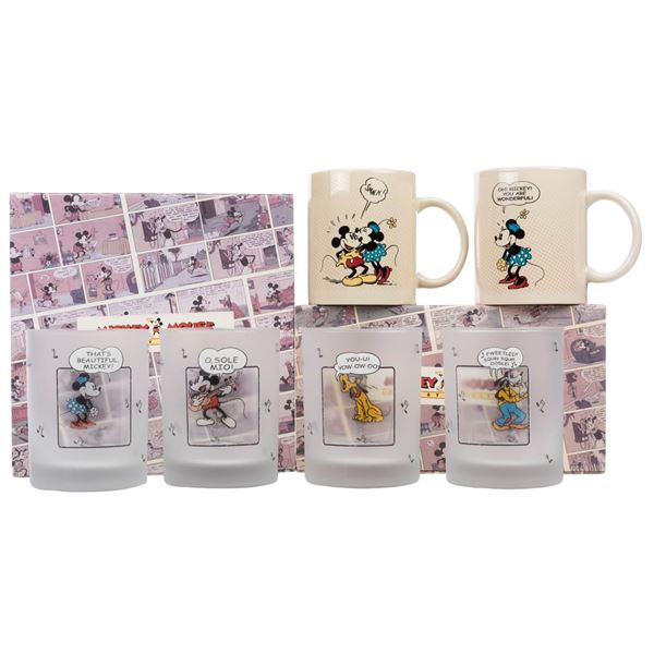 A Mickey Mouse Sunday Comics Glassware Collection.