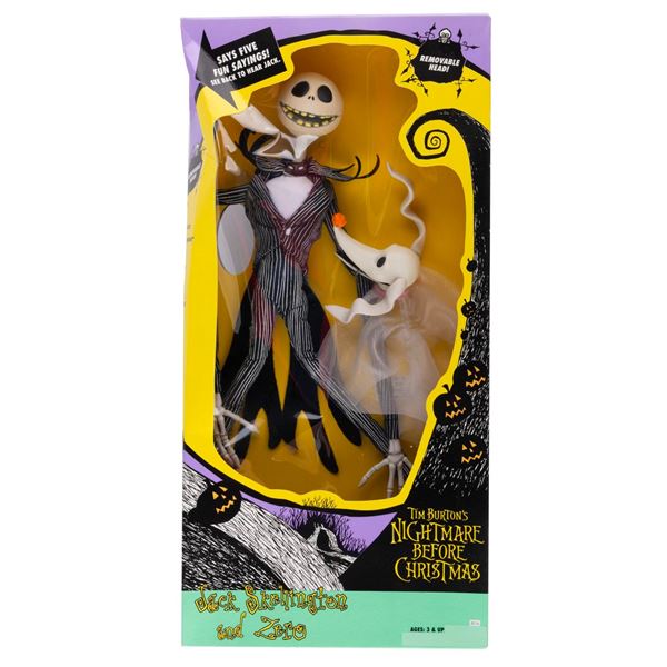 A "The Nightmare Before Christmas" Talking Jack Skellington and Zero Figure.