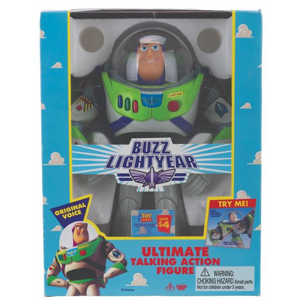 A "Toy Story" Buzz Lightyear Talking Action Figure.