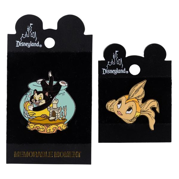 A Pair of "Pinocchio" Figaro and Cleo Pins.