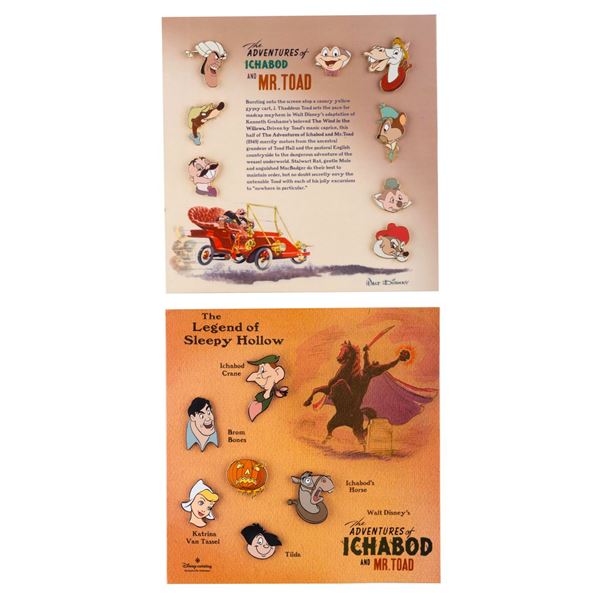 A Pair of "The Adventures of Ichabod and Mr. Toad" Pin Sets.