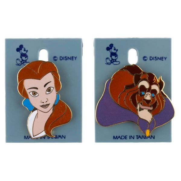 A Pair of Very Early "Beauty and the Beast" Pins.