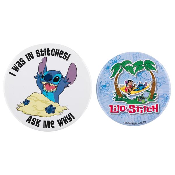 A Pair of Early "Lilo & Stitch" Buttons.