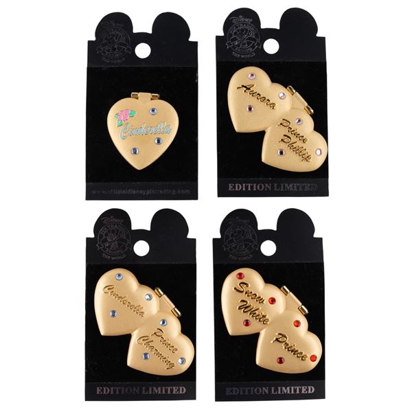 A Set of Four Princess Heart Hinged Pins.