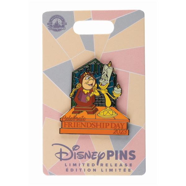 A Lumiere and Cogsworth Friendship Day 2023 Pin.