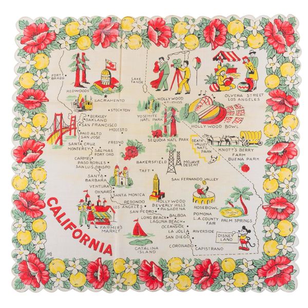 A California Handkerchief Featuring Mickey Mouse.