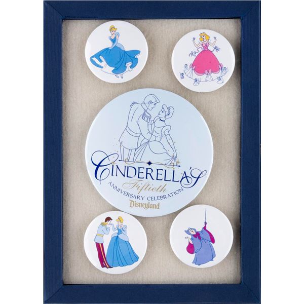 A Set of "Cinderella" 50th Anniversary Buttons.
