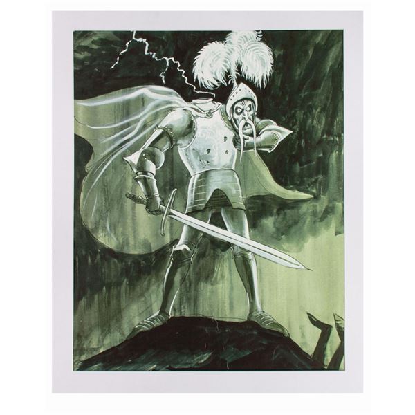 A Marc Davis Haunted Mansion Beheaded Knight Concept Art Print.