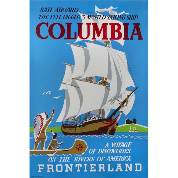 A Sailing Ship Columbia Attraction Poster.