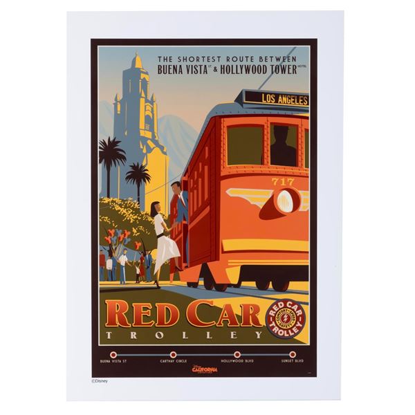 A Red Car Trolley Print.