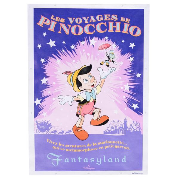 A Euro Disneyland Les Voyages de Pinocchio Attraction Poster.