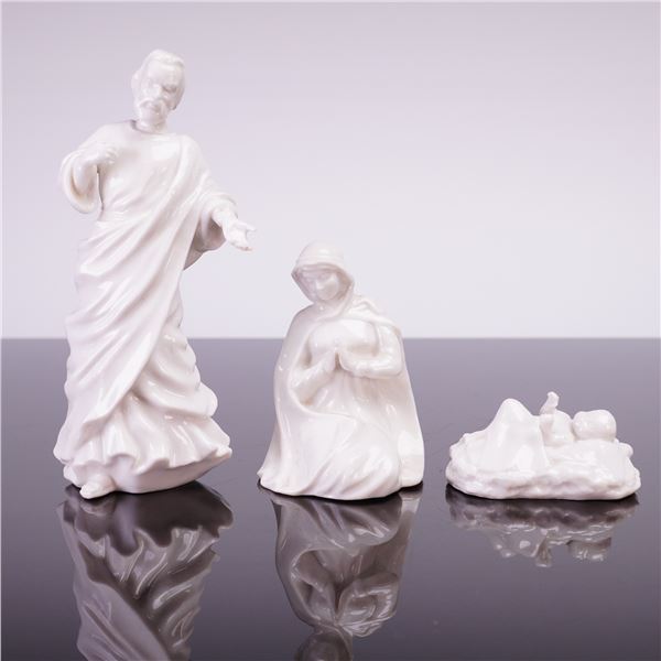 Trio of Royal Doulton White Glazed Nativity Figures