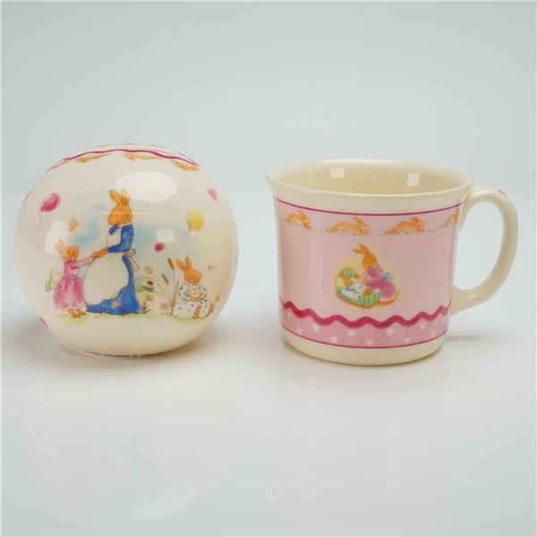Two Royal Doulton Bunnykins Money Ball and Mug
