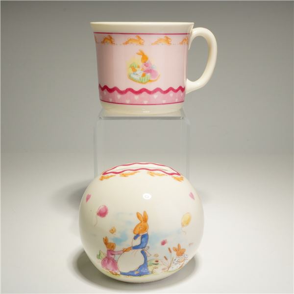 2pc Royal Doulton Bunnykins Sweet Hearts Mug and Money Bank